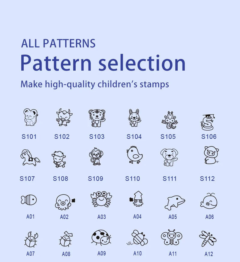 Black/Blue/Red/White Customized Name Stamp Paints Personal Student Baby Engraved Waterproof Non-Fading Kindergarten Name Seal