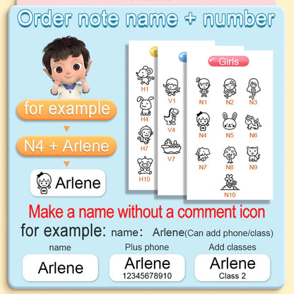 Custom Personal Name Stamp for Clothing, Waterproof and Fade-Resistant, Black and White Ink, Suitable for All Fabrics