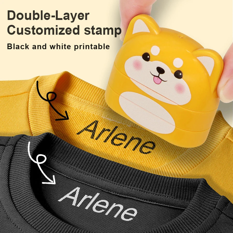 Custom Personal Name Stamp for Clothing, Waterproof and Fade-Resistant, Black and White Ink, Suitable for All Fabrics