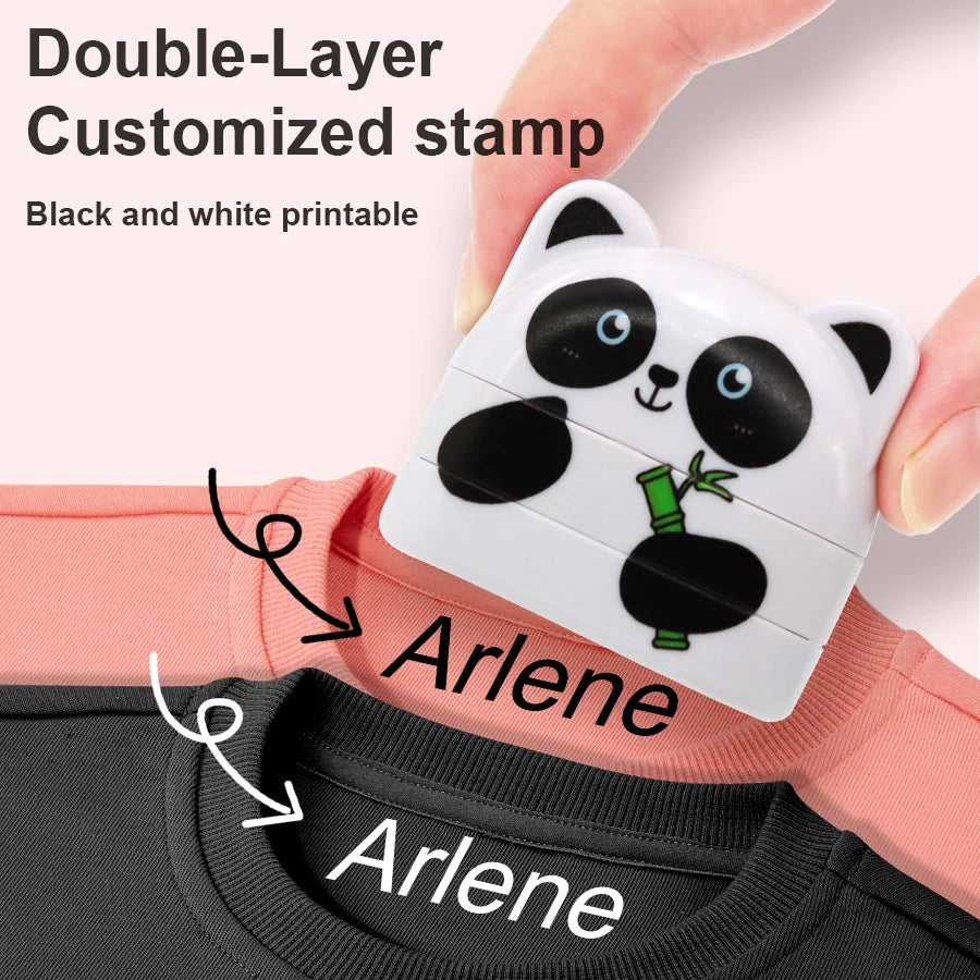 Custom Personal Name Stamp for Clothing, Waterproof and Fade-Resistant, Black and White Ink, Suitable for All Fabrics